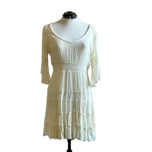 Free People ivory bohemian sheer lace crochet dress, size S